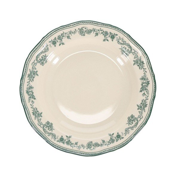 Zelený/slonovinový hluboký  porcelánový talíř ø 23 cm Cyril – S|P Collection