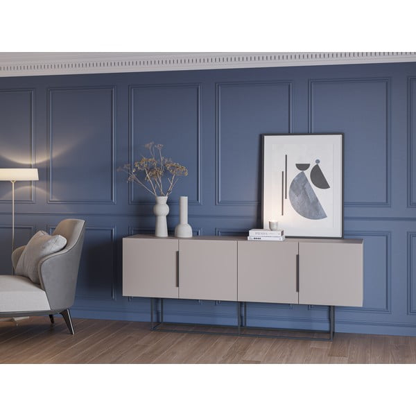 Šedo-béžová nízká komoda 200x80 cm Titan – Marckeric-image-1