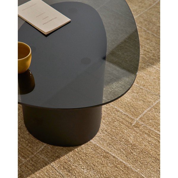 Černý konferenční stolek se skleněnou deskou 74x81,5 cm Olir – Kave Home-image-2