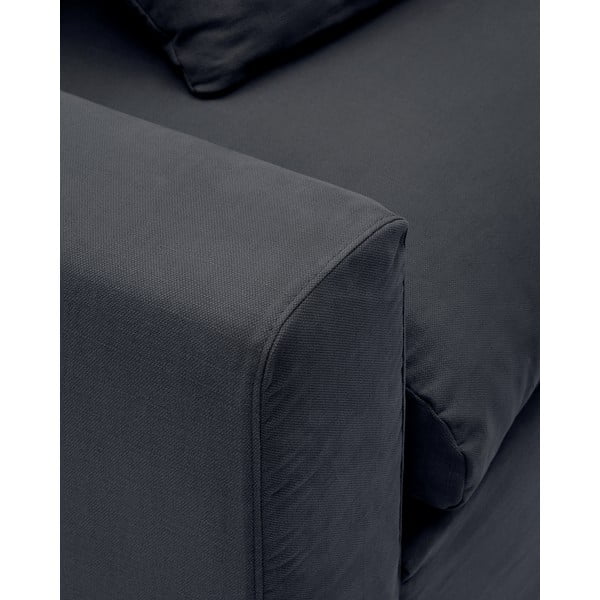 Antracitová lněná pohovka 340 cm Nora – Kave Home-image-3