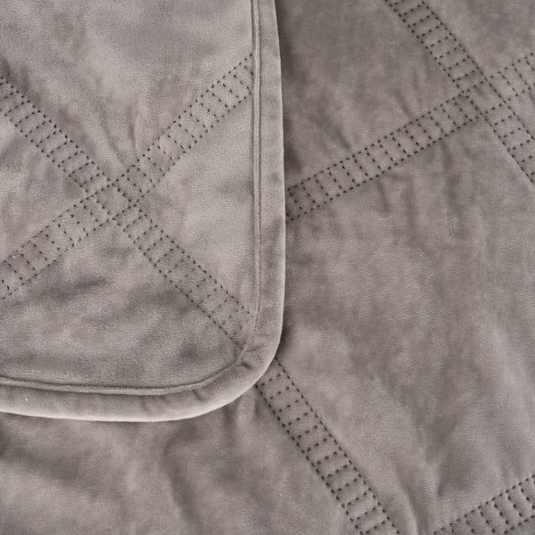 Šedý sametový prošívaný přehoz 180x260 cm – Ixia-image-1