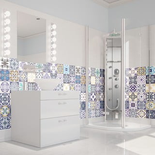 Sada 60 nástěnných samolepek Ambiance Wall Decal Tiles Azulejos Cyprus, 15 x 15 cm