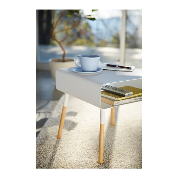 Bílý odkládací stolek YAMAZAKI Plain, výška 35 cm-image-3