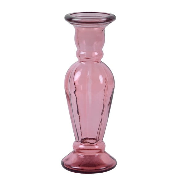 Růžový svícen z recyklovaného skla Ego Dekor Anadir, výška 30 cm