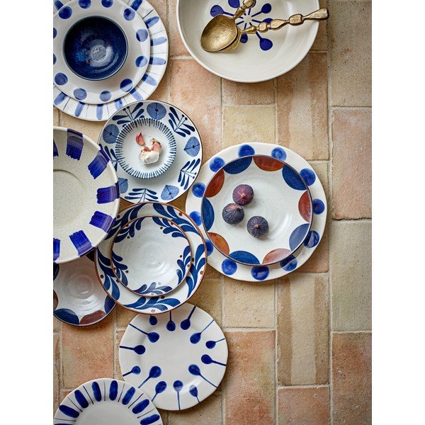 Bílé/modré talíře v sadě 3 ks z kameniny ø 28 cm Linora – Bloomingville-image-2