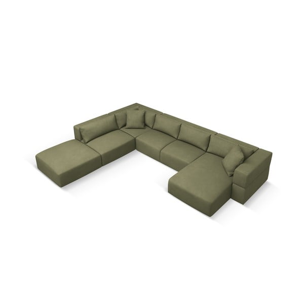 Světle zelená rohová pohovka do "U", levý roh Esther – Milo Casa-image-3