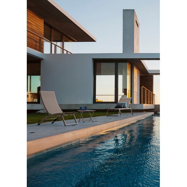 Kovové zahradní lehátko v přírodní barvě Taylor – Bizzotto-image-1