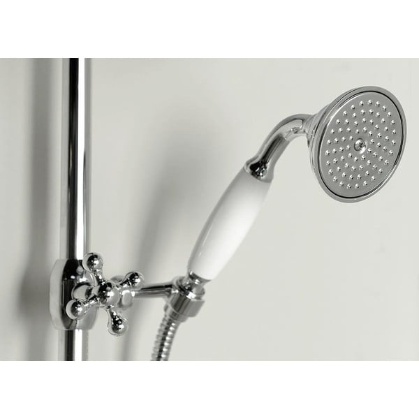 Mosazný sprchový set v leskle stříbrné barvě s termostatickou baterií s hlavovou sprchou a ruční sprchou 142 cm Antea – Sapho-image-1