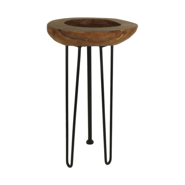 Odkládací stolek s miskou z teakového dřeva HSM Collection Bowl, výška 70 cm