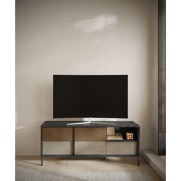 Antracitovo-světle hnědý TV stolek 156x57 cm Amalia – Marckeric-image-1