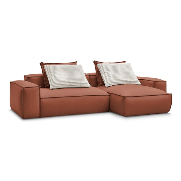 Tmavě hnědá rohová pohovka z imitace kůže (variabilní roh) Boheme – Bobochic Paris-image-3