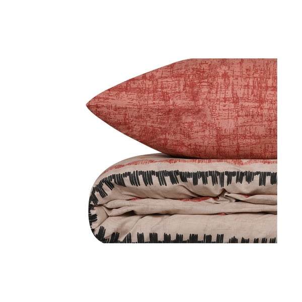 Prodloužené povlečení na dvoulůžko z bavlny Renforcé v cihlové a hnědé barvě 240x220 cm Felix – Mijolnir-image-2
