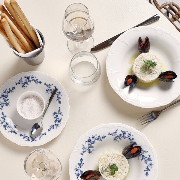 Bílý/modrý porcelánový talíř ø 21 cm Retro – BonBistro-image-2