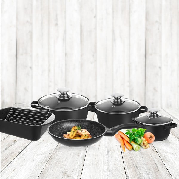 5dílná sada hliníkového nádobí se 3 pokličkami a roštem Orion Grande-image-1