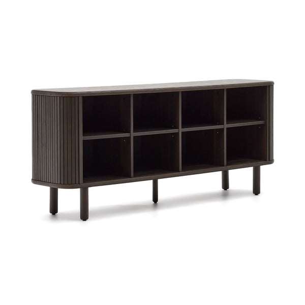 Tmavě hnědá nízká komoda v dekoru jasanu s posuvnými dveřmi 180x75 cm Mailen – Kave Home-image-3