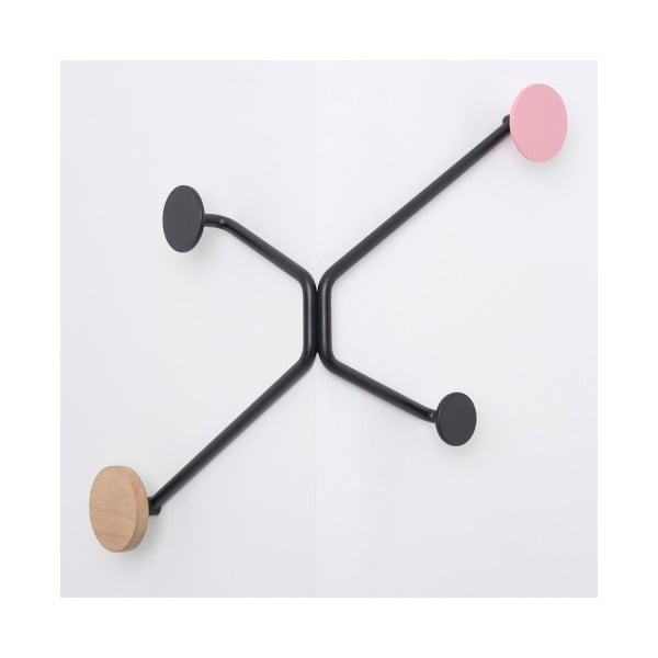 Černý nástěnný věšák na vnější roh s růžovým detailem Gazzda Hook-image-2