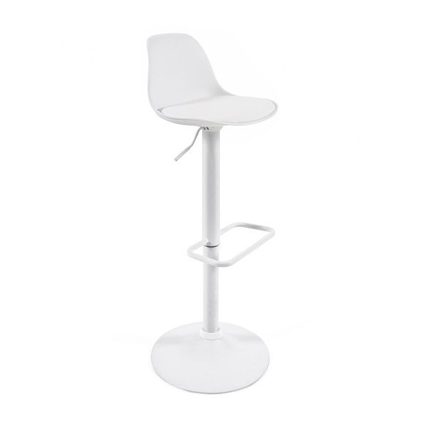 Matně bílá barová židle s nastavitelnou výškou z imitace kůže (výška sedáku 60 cm) Orlando-T – Kave Home