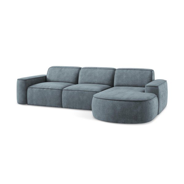 Šedomodrá žinylková rohová pohovka (pravý roh/s lenoškou) Omao – Makamii-image-4