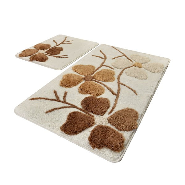 Hnědo-krémové koupelnové předložky v sadě 2 ks 60x100 cm Kırcicegi – Foutastic