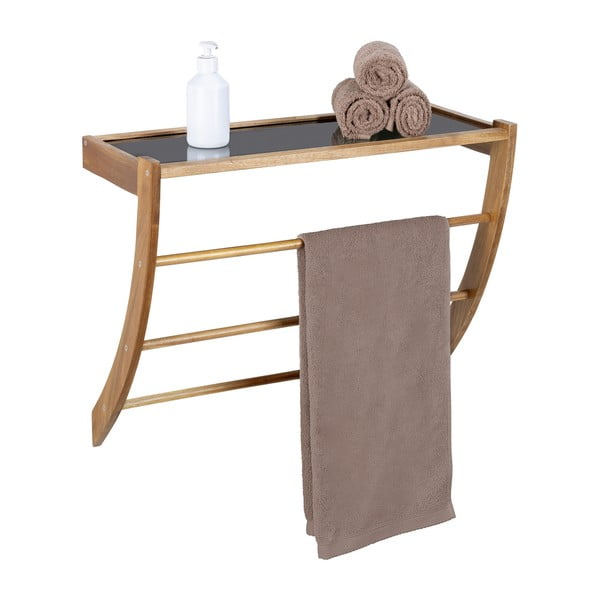 Nástěnný dřevěný držák na ručníky v tmavě přírodní barvě Fondi – Wenko