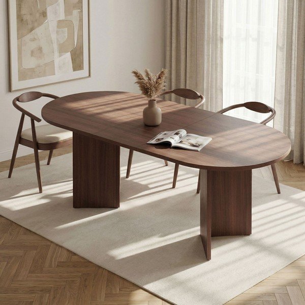 Rozkládací jídelní stůl s přídavnou deskou v dekoru ořechu 90x160 cm Sorell – Kalune Design-image-1