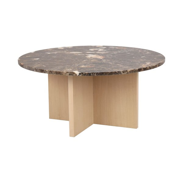 Hnědý mramorový kulatý konferenční stolek 90x90 cm Brooksville - Rowico