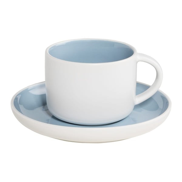 Bílo-modrý porcelánový hrnek s podšálkem Maxwell & Williams Tint, 240 ml