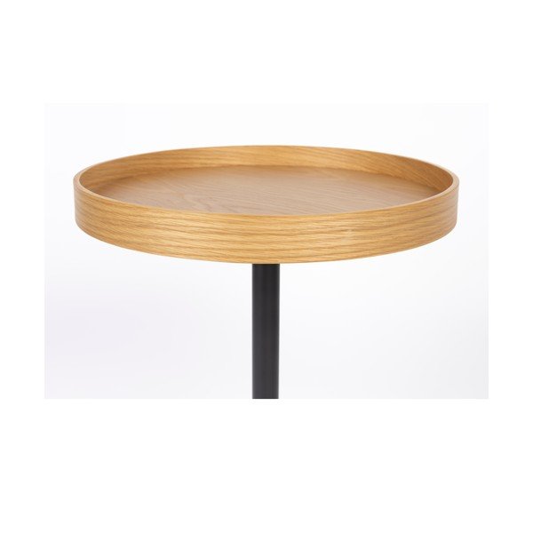 Kulatý odkládací stolek s deskou v dubovém dekoru ø 40 cm Yuri S – White Label-image-2