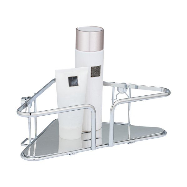 Stříbrná rohová nástěnná koupelnová polička z nerezové ocele Termoli - Wenko-image-1