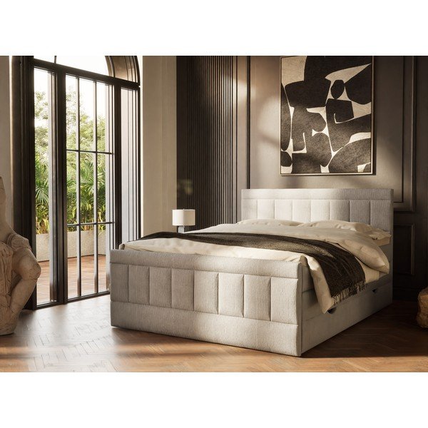 Šedá boxspring postel s úložným prostorem 160x200 cm Caya – Maison de Rêve-image-1