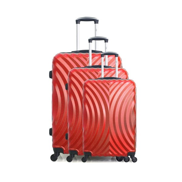 Sada 3 červených cestovních kufrů na kolečkách Hero Lagos