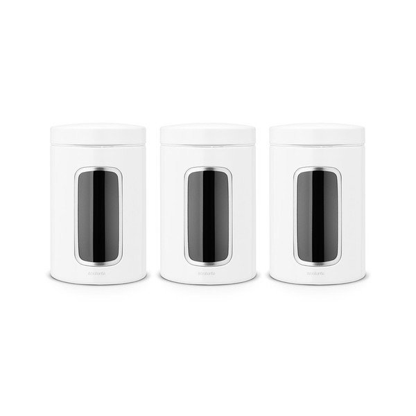 Sada 3 bílých kuchyňských dóz Brabantia, 1,4 l