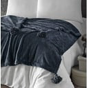 Antracitový přehoz z mikroplyše na dvoulůžko 200x220 cm Puffy – Mijolnir