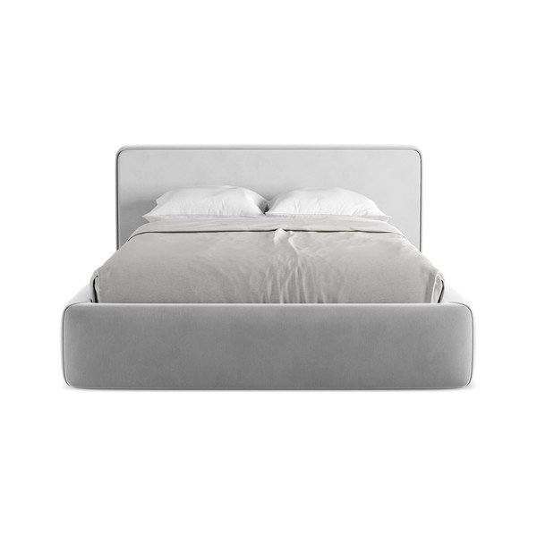 Šedá čalouněná dvoulůžková postel s úložným prostorem s roštem 140x200 cm Kiana – Makamii-image-4