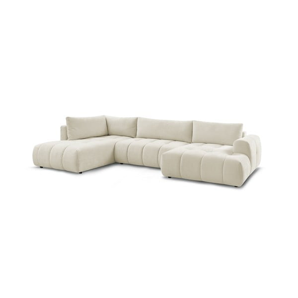 Béžová rozkládací/s úložným prostorem rohová pohovka (levý roh/do "U") Fuji – Bobochic Paris-image-3