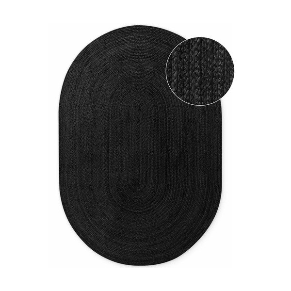 Černý oboustranný/ručně tkaný jutový koberec 160x230 cm Braided – Hanse Home