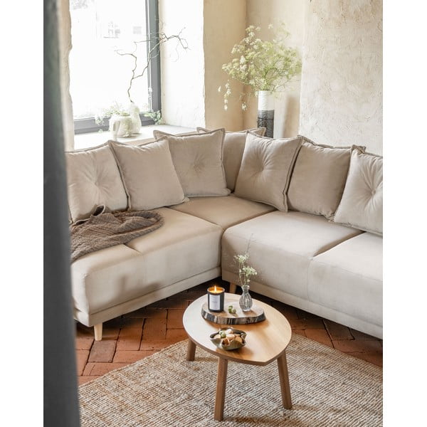 Béžová manšestrová rozkládací rohová pohovka (levý roh) Lazy Lukka – Miuform-image-4