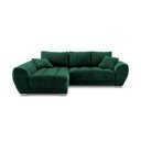 Lahvově zelená rozkládací rohová pohovka se sametovým potahem Windsor & Co Sofas Nuage, levý roh