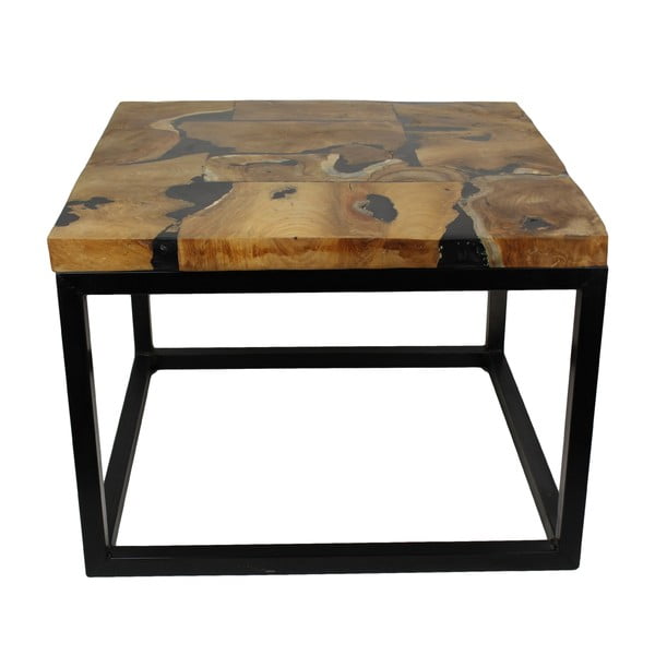 Konferenční stolek s deskou z teakového dřeva a černým podnožím HSM collection Resin