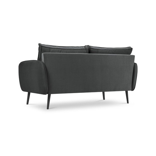 Tmavě šedá sametová pohovka s černými nohami Kooko Home Lento, 158 cm-image-3