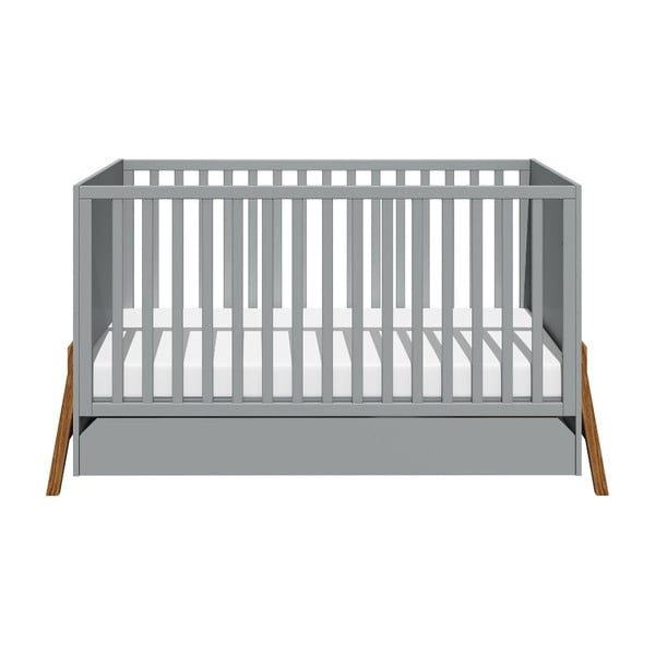 Šedá dětská postýlka se zásuvkou BELLAMY Lotta, 70 x 140 cm-image-3