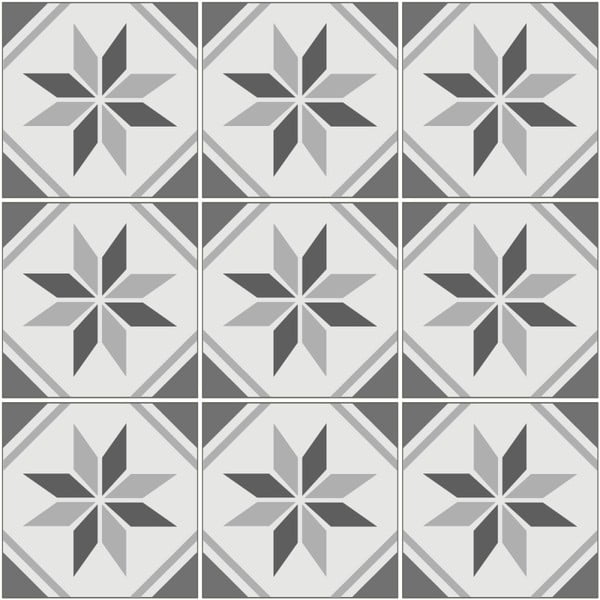 Sada 9 nástěnných samolepek Ambiance Cement Tiles Noha, 10 x 10 cm