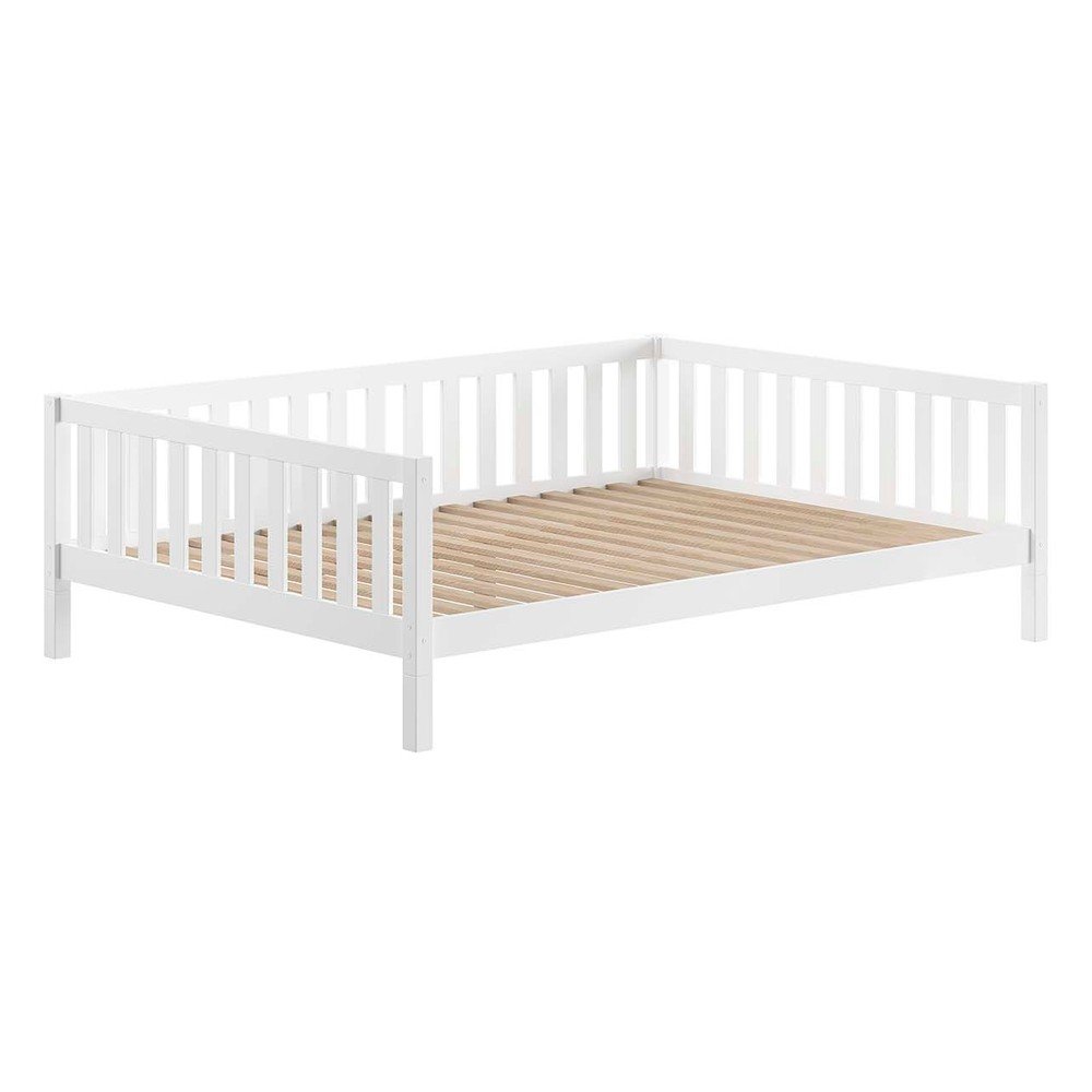 White children's pine wood bed with slatted frame 140x200 cm Dallas – Vipack
