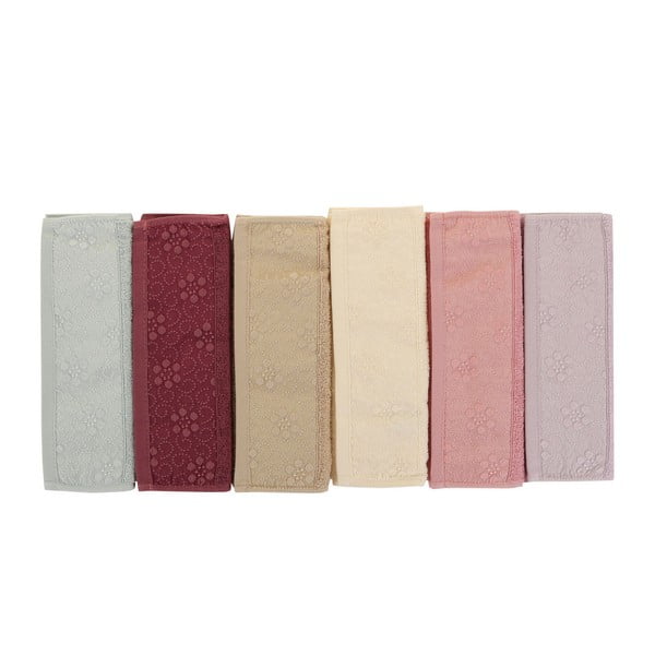 Sada 6 barevných ručníků z čisté bavlny Oxana, 30 x 50 cm
