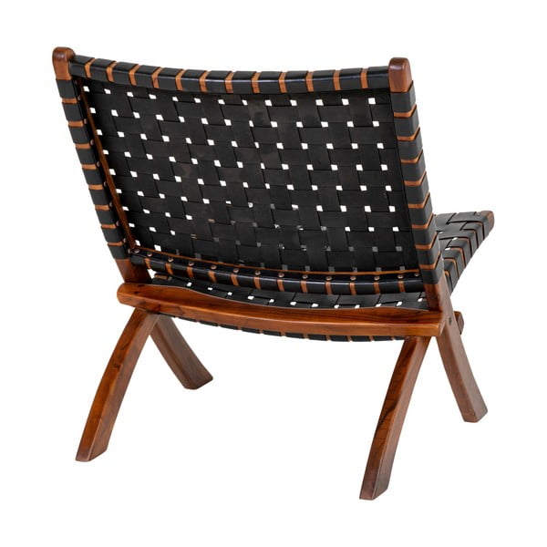 Černé kožené křeslo s výpletem Perugia - House Nordic-image-4