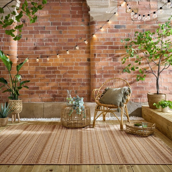 Vnitřní a venkovní koberec v přírodní barvě 120x170 cm Farah Stripe – Flair Rugs-image-1