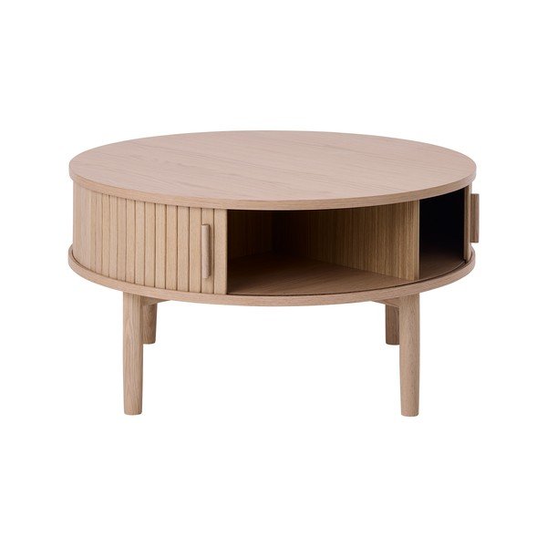 Kulatý konferenční stolek v dekoru dubu ve světle přírodní barvě ø 85 cm Meta – Unique Furniture-image-2