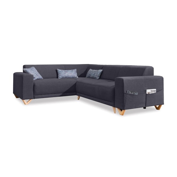 Antracitová rozkládací/s úložným prostorem rohová pohovka (levý roh/do L) Classy Sophie – Miuform