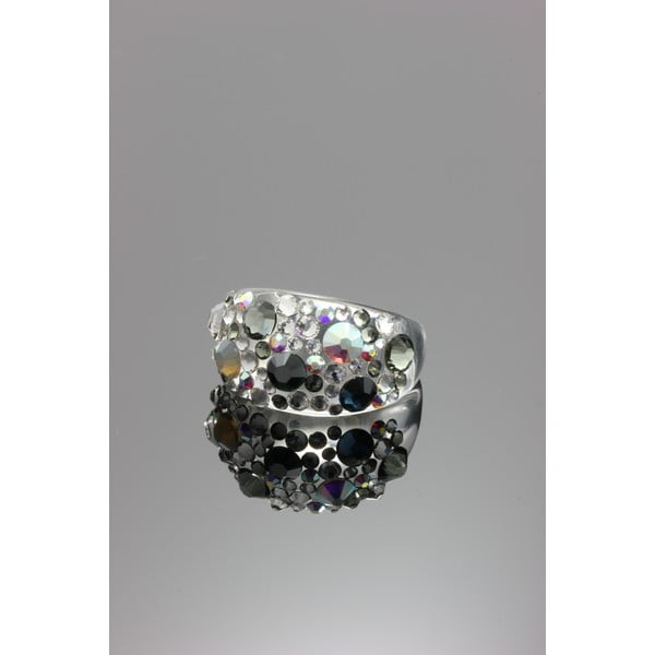 Prsten Ring Swarovski Elements Jet, velikost L