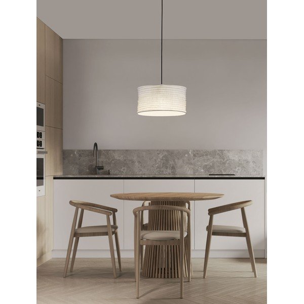 Bílé lněné závěsné svítidlo ø 38 cm Linnet – Nova Luce-image-1